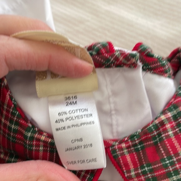 Precious Christmas plaid romper. Size 24m. Only worn once. - Picture 4 of 5
